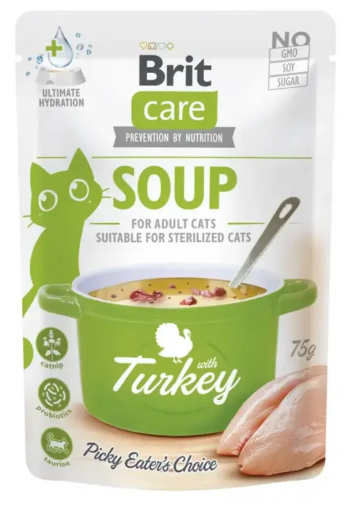 Brit Care Soup pouch паучі для котів 75гх15шт (індичка)1
