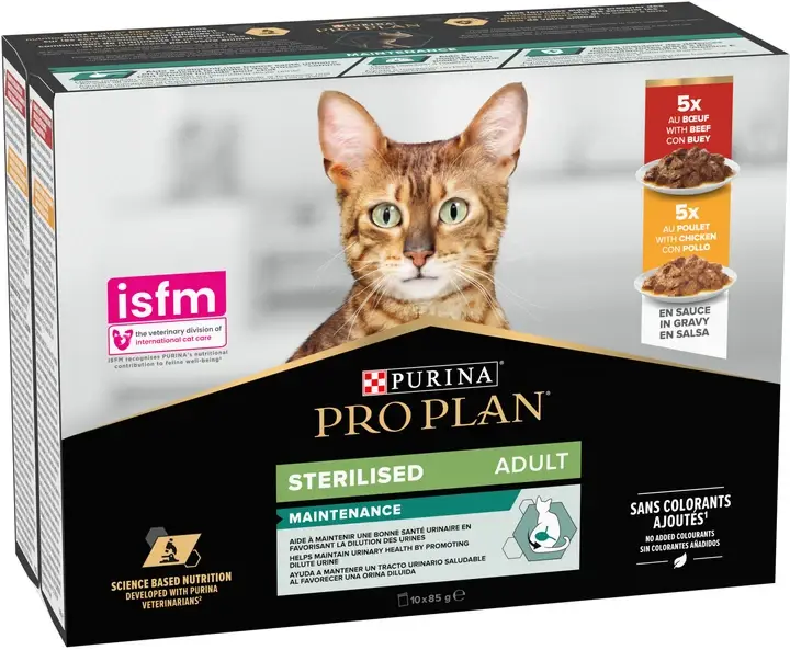 Purina Pro Plan Sterilised паучи стерилізованих котів 85г*10шт ( яловичина/курка )1