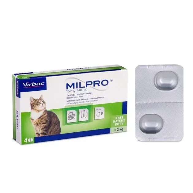 Virbac Milpro (Мілпро) Антигельмінтні таблетки для кішок (більш 2 кг) 2 таблетки1