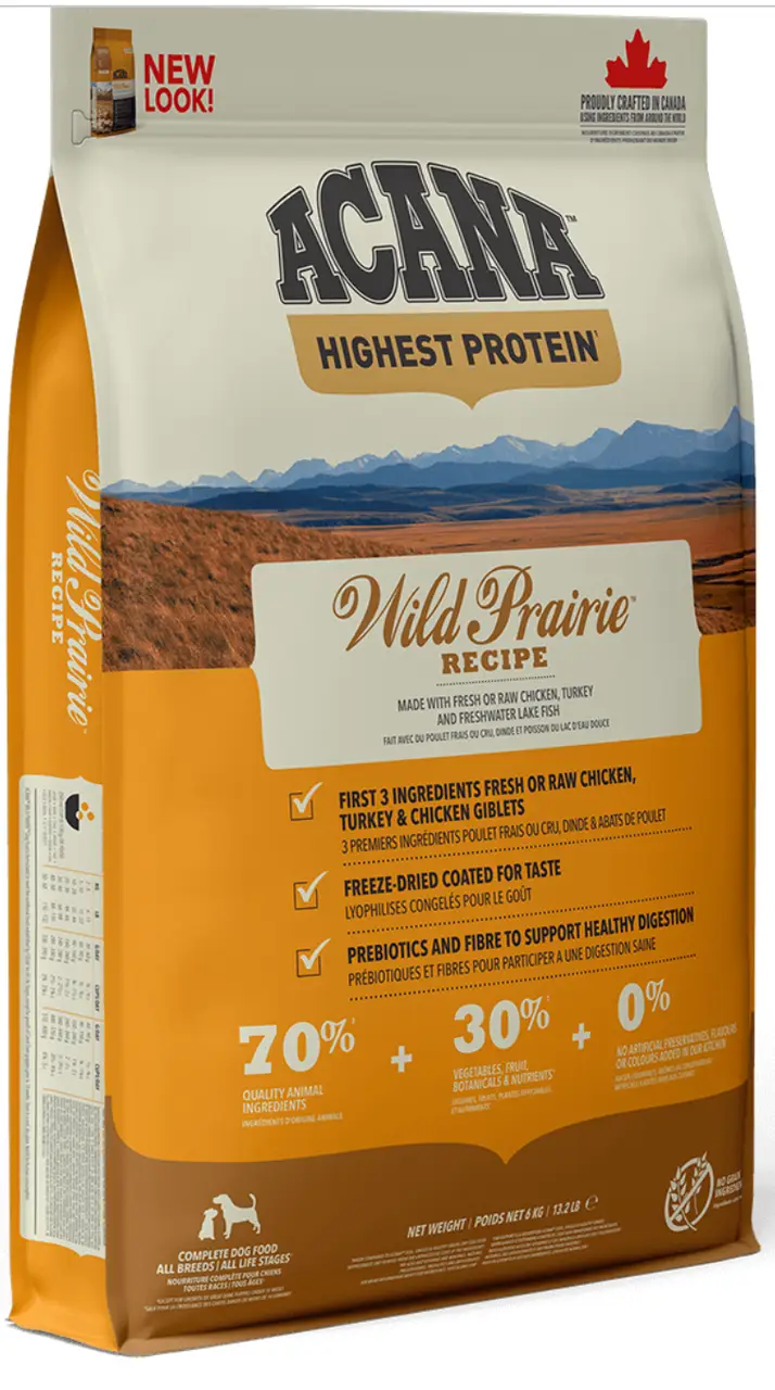 Acana Wild Prairie Recipe Dog 11,4кг — беззерновий корм для собак усіх порід і вікових груп із курчам1