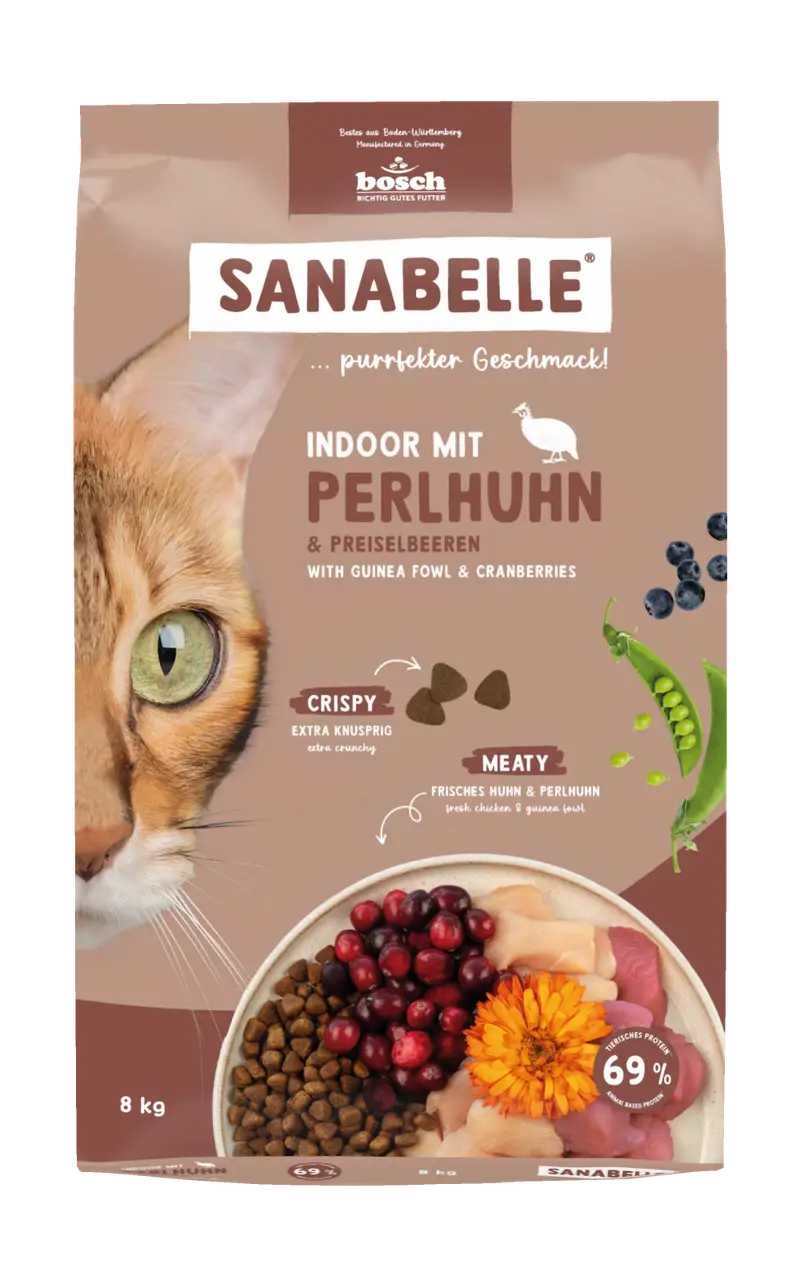 Bosch Sanabelle Indoor 8 кг корм з цесаркою для котів, що пос...
